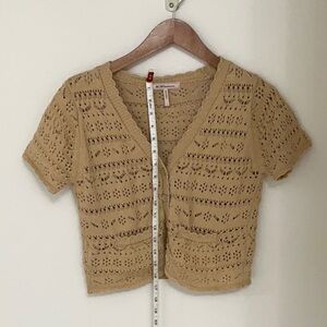 BCBGeneration Beige 100% Cotton Crop Cardigan